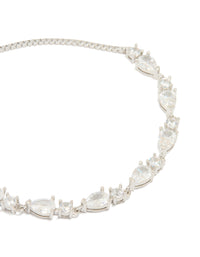 Silver Cubic Zirconia Marquise Toggle Bracelet - link has visual effect only