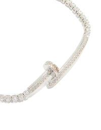 Silver Cubic Zirconia Toggle Bracelet - link has visual effect only
