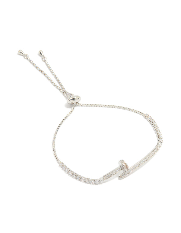 Silver Cubic Zirconia Toggle Bracelet