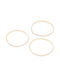 Gold Cubic Zirconia Fine Cupchain Tennis Stretch Bracelets 3-Pack - link has visual effect only