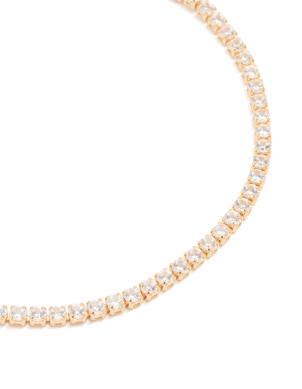 Gold Plated Cubic Zirconia Tennis Anklet