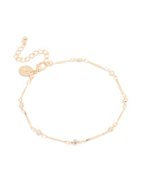 Gold Cubic Zirconia Dainty Bar Anklet - link has visual effect only