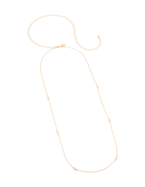 Gold Cubic Zirconia Moon Bezel Waist Chain