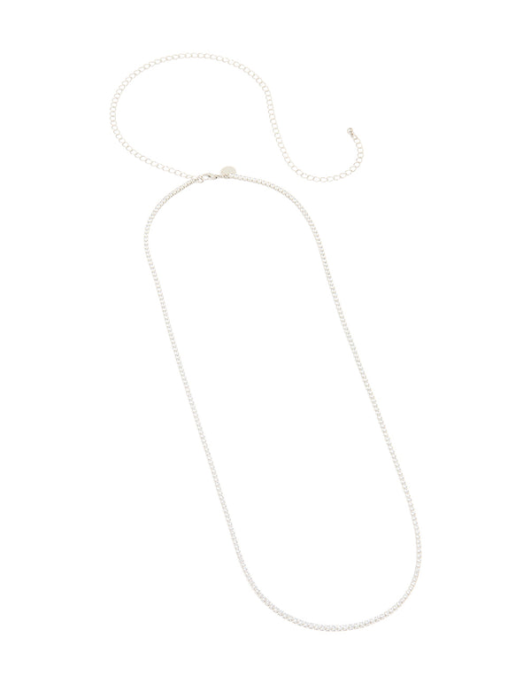 Silver Cubic Zirconia Tennis Waist Chain
