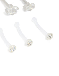 Surgical Steel Cubic Zirconia & Clear Nose Studs 6-Pack - link has visual effect only