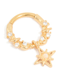 Surgical Steel Cubic Zirconia Celestial Clicker Ring - link has visual effect only