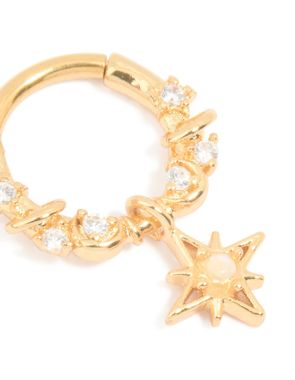 Surgical Steel Cubic Zirconia Celestial Clicker Ring