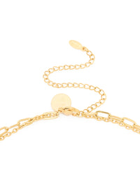 Waterproof Gold Plated Stainless Steel Pearl Chain Layered Necklace - link has visual effect only