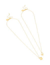 Waterproof Gold Plated Stainless Steel BFF Sea-Themed Necklaces 2-Pack - link has visual effect only