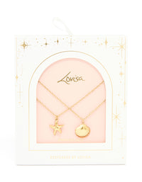 Waterproof Gold Plated Stainless Steel BFF Sea-Themed Necklaces 2-Pack - link has visual effect only