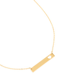 Waterproof Gold Plated Stainless Steel Heart Engravable Bar Necklace - link has visual effect only