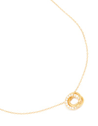 Waterproof Gold Plated Stainless Steel Tri Circle Link Necklace - link has visual effect only
