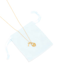 Waterproof Gold Plated Stainless Steel Key & Locket Pendant Necklace - link has visual effect only