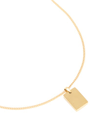 Waterproof Gold Plated Stainless Steel Large Rectangle Pendant Necklace - link has visual effect only