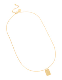 Waterproof Gold Plated Stainless Steel Large Rectangle Pendant Necklace - link has visual effect only