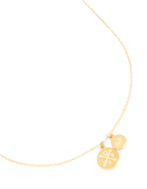 Waterproof Gold Plated Stainless Steel Compass Pendant Necklace