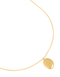 Waterproof Gold Plated Stainless Steel Pebble Engravable Pendant Necklace - link has visual effect only