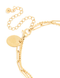 Waterproof Gold Plated Stainless Steel Green Semi Precious Stone & Love Bracelet 2-Pack - link has visual effect only