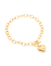 Waterproof Gold Plated Stainless Steel Chunky Heart T & O Bracelet - link has visual effect only