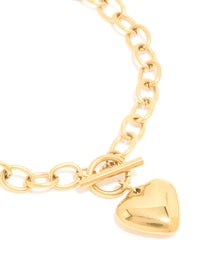 Waterproof Gold Plated Stainless Steel Chunky Heart T & O Bracelet - link has visual effect only