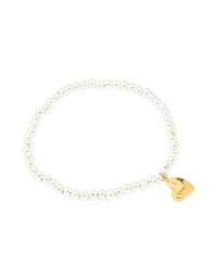 Waterproof Stainless Steel Heart Pendant Stretch Bracelet - link has visual effect only