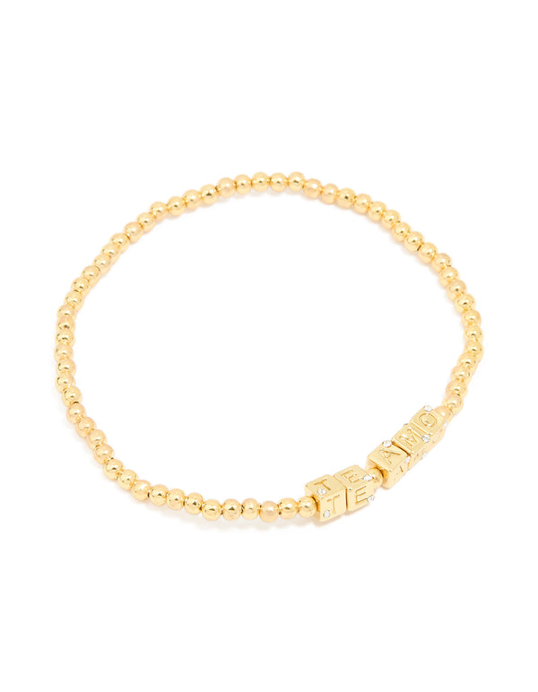 Waterproof Gold Plated Stainless Steel 'Te Amo' Stretch Bracelet