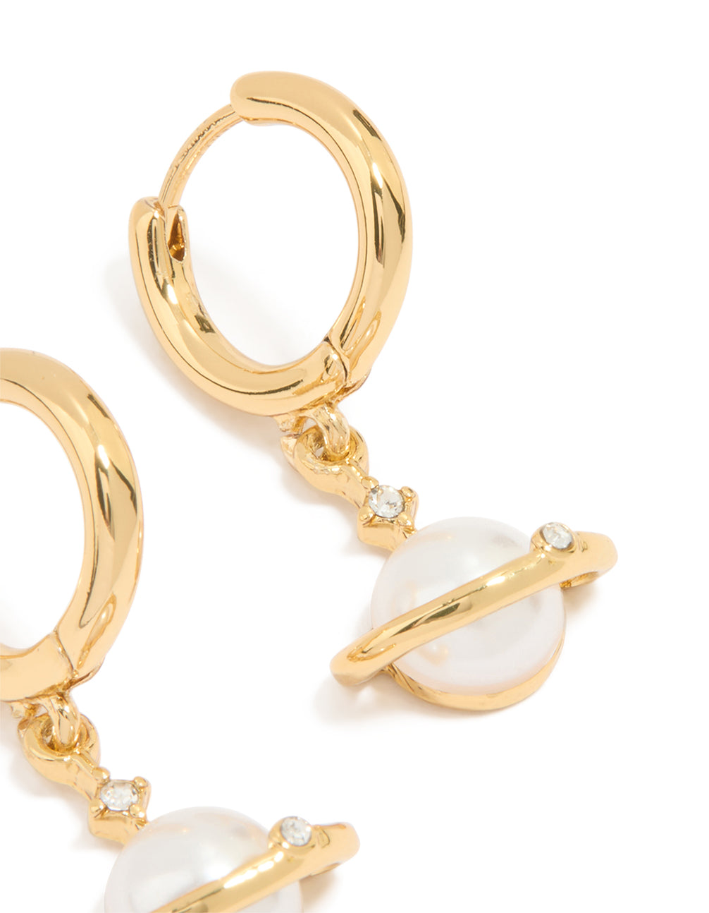 Gold Plated Pearl Planet Mini Earrings