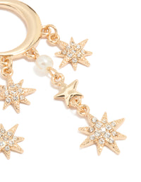 Gold Diamante & Pearl Moon Drop Earrings - link has visual effect only