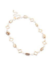 Gold Pearl & Genuine Shell Necklace - link has visual effect only