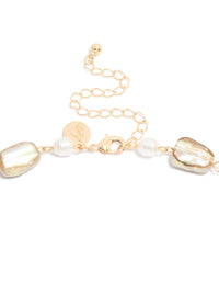 Gold Pearl & Genuine Shell Necklace - link has visual effect only