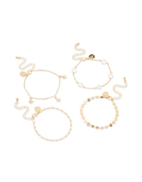 Gold Celestial Pearl Bracelets 4-Pack - link has visual effect only