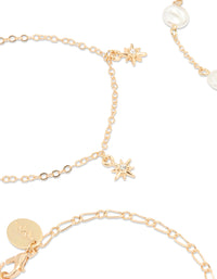Gold Celestial Pearl Bracelets 4-Pack - link has visual effect only