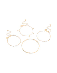 Gold Diamante & Droplet Bracelets 4-Pack - link has visual effect only