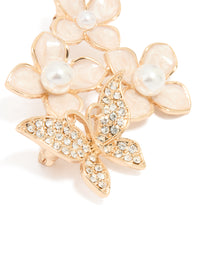 Gold Enamel Flower & Butterfly Brooch - link has visual effect only