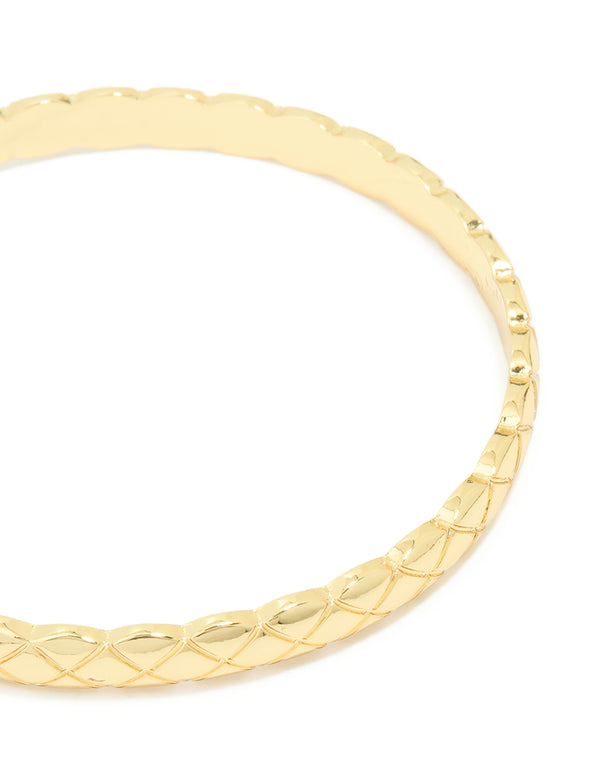 Gold Plated Crosshatch Bangle