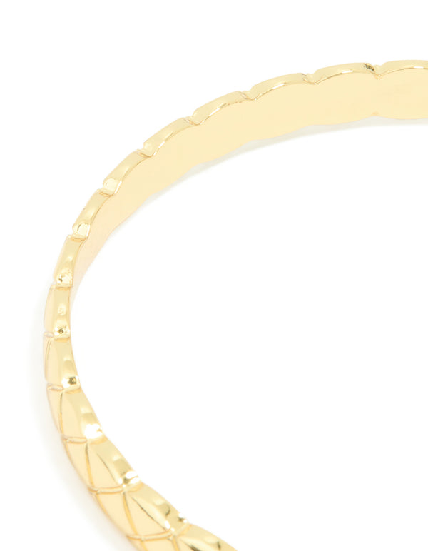 Gold Plated Crosshatch Bangle