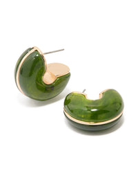 Gold Green Acrylic Small C-Hoop Earrings - link has visual effect only