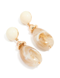Acrylic Marble Oval Stone Drop Earrings - link has visual effect only
