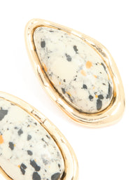 Gold Stone Oval Stud Earrings - link has visual effect only