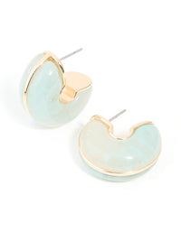 Gold & Green Resin Hoop Earrings - link has visual effect only