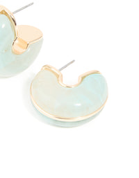 Gold & Green Resin Hoop Earrings - link has visual effect only
