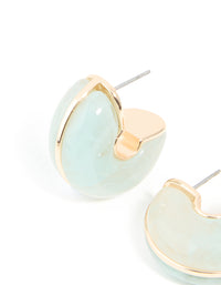 Gold & Green Resin Hoop Earrings - link has visual effect only