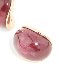 Gold Burgundy Resin Statement Hoop Earrings - link has visual effect only