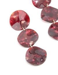 Gold Burgundy Triple Circle Drop Earrings - link has visual effect only