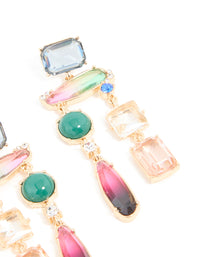 Gold Multicoloured Genuine Shell Drop Earrings - link has visual effect only