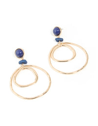 Gold Blue Stone Double Hoop Earrings - link has visual effect only