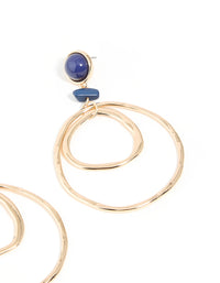Gold Blue Stone Double Hoop Earrings - link has visual effect only