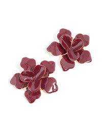 Gold Red Large Flower Stud Earrings - link has visual effect only