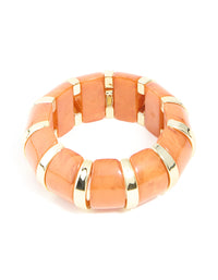 Gold & Orange Resin Beaded Stretch Bracelet - link has visual effect only