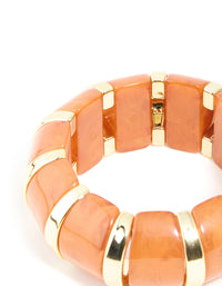 Gold & Orange Resin Beaded Stretch Bracelet - link has visual effect only